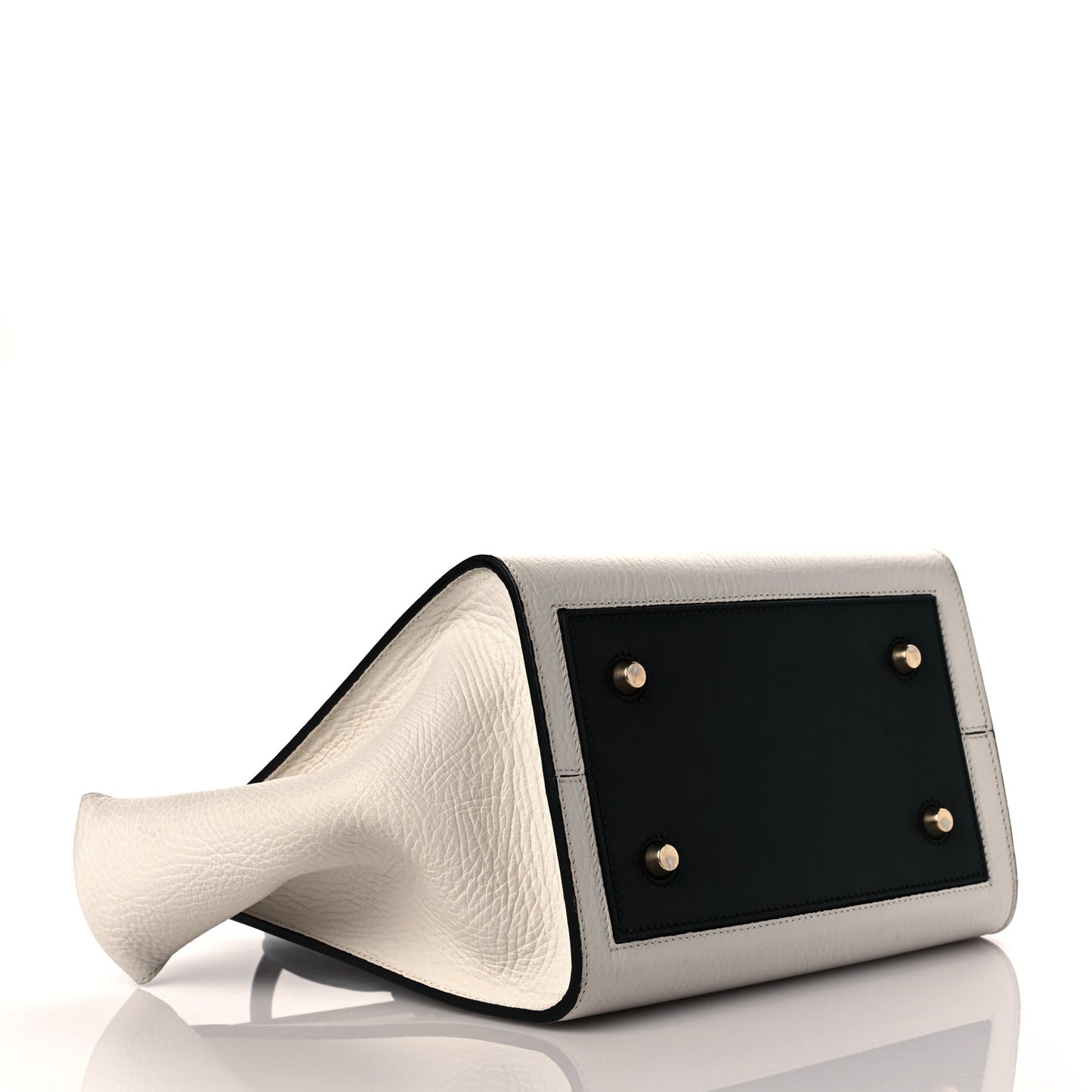 Elephant Calfskin Small Bi-Color Tie Knot Tote White Black