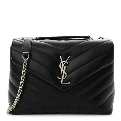 Saint Laurent Calfskin Y Quilted Monogram Small Loulou Chain Satchel Black 1 of 10