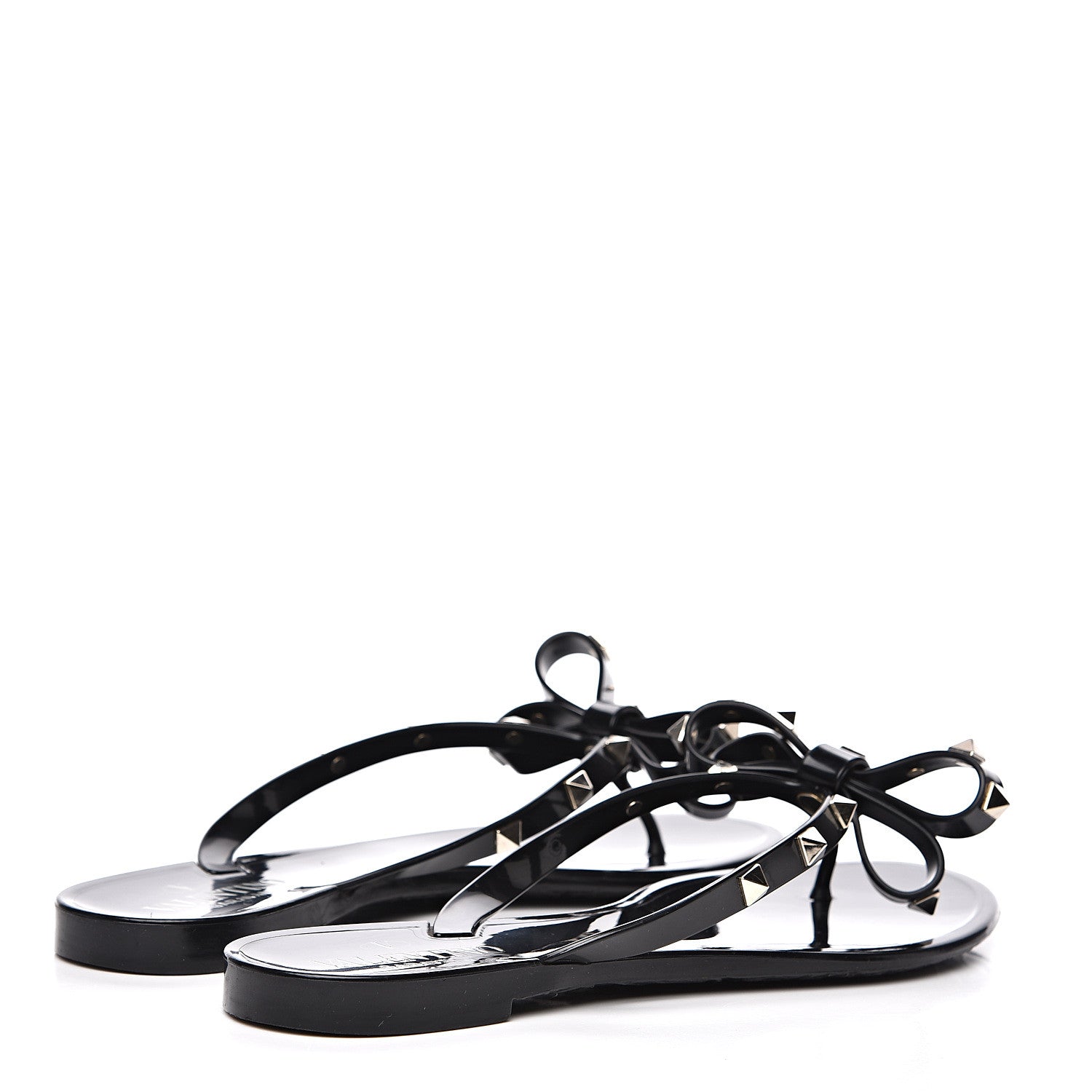 Valentino Garavani PVC Jelly Rockstud Bow Thong Sandals 37 Black 4 of 11
