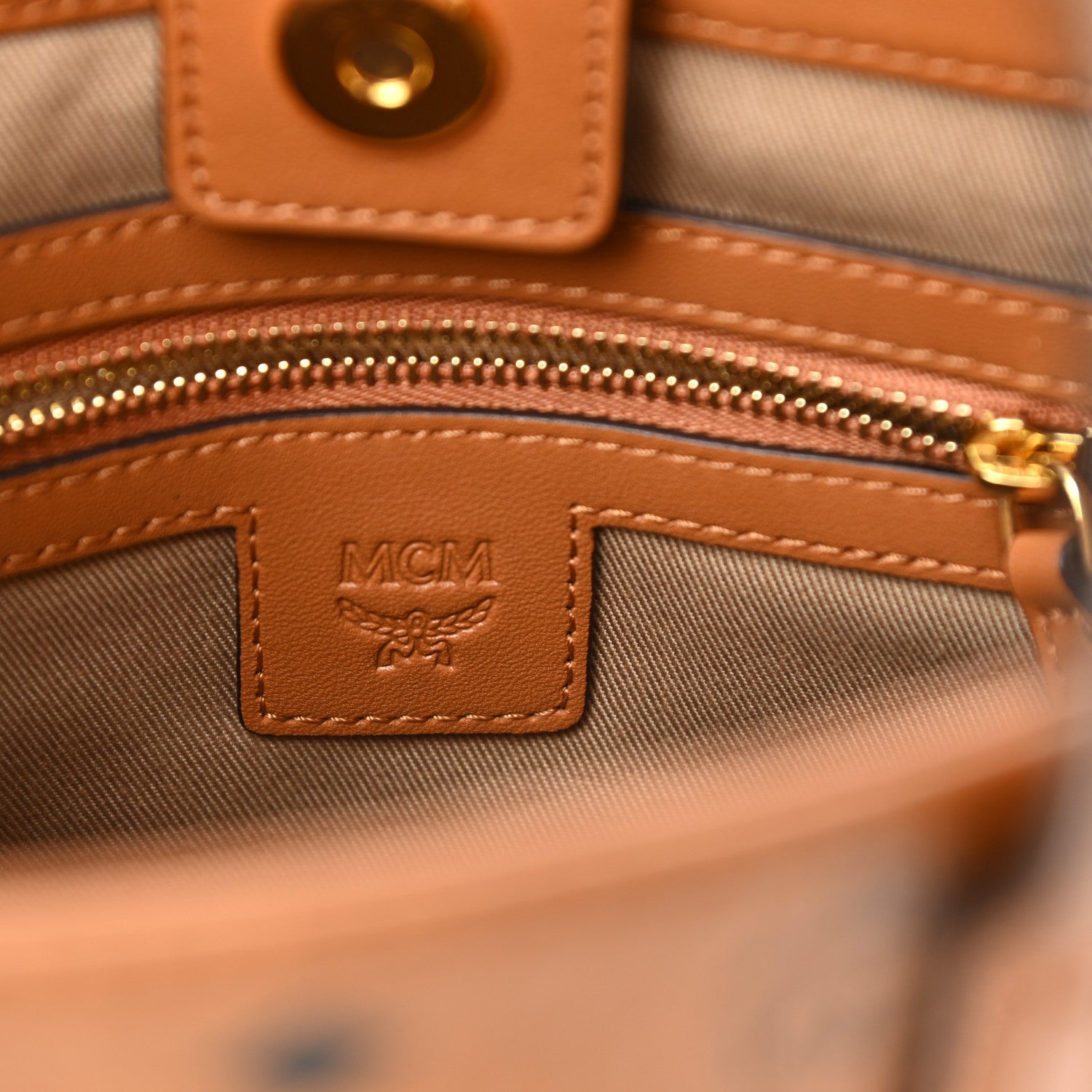 MCM Visetos X-Mini Aren Tote Cognac 6 of 7