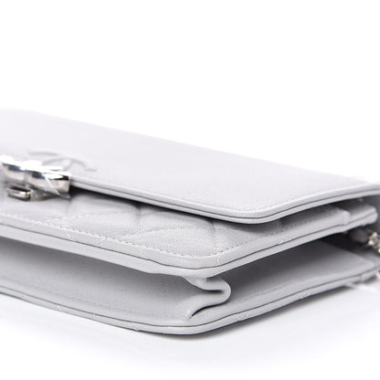 Chanel Grained Calfskin Quilted CC Box Wallet On Chain WOC Grey 10 of 12