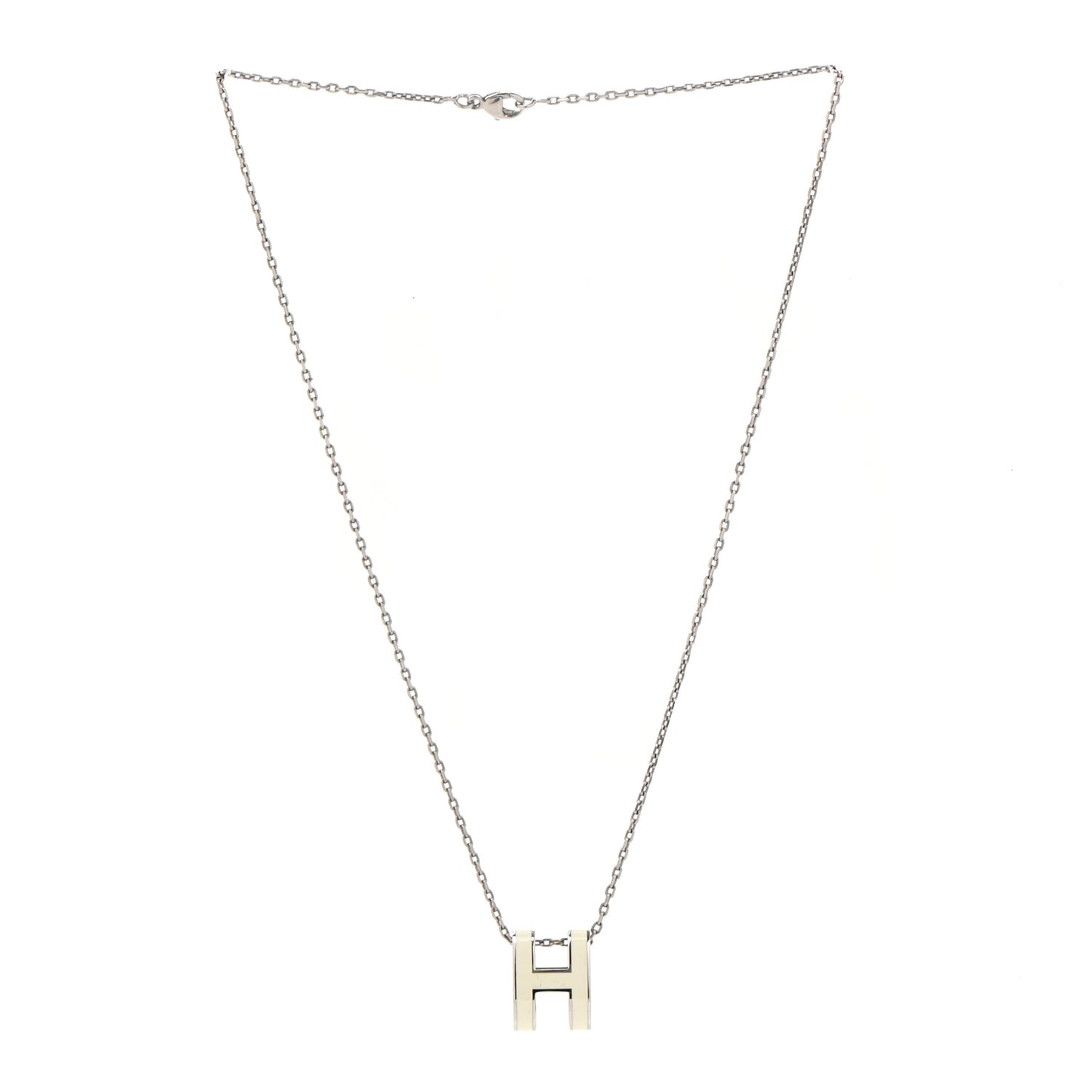 Lacquered Palladium Pop H Pendant Necklace White