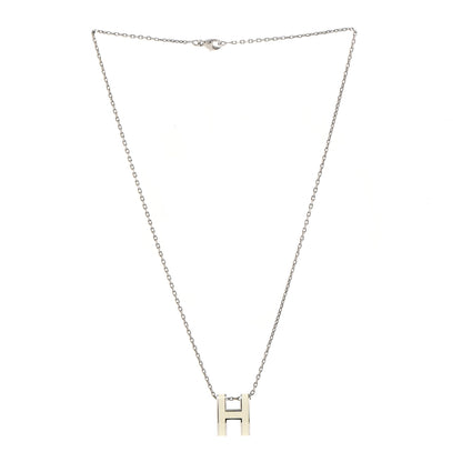 Hermes Lacquered Palladium Pop H Pendant Necklace White 3 of 6
