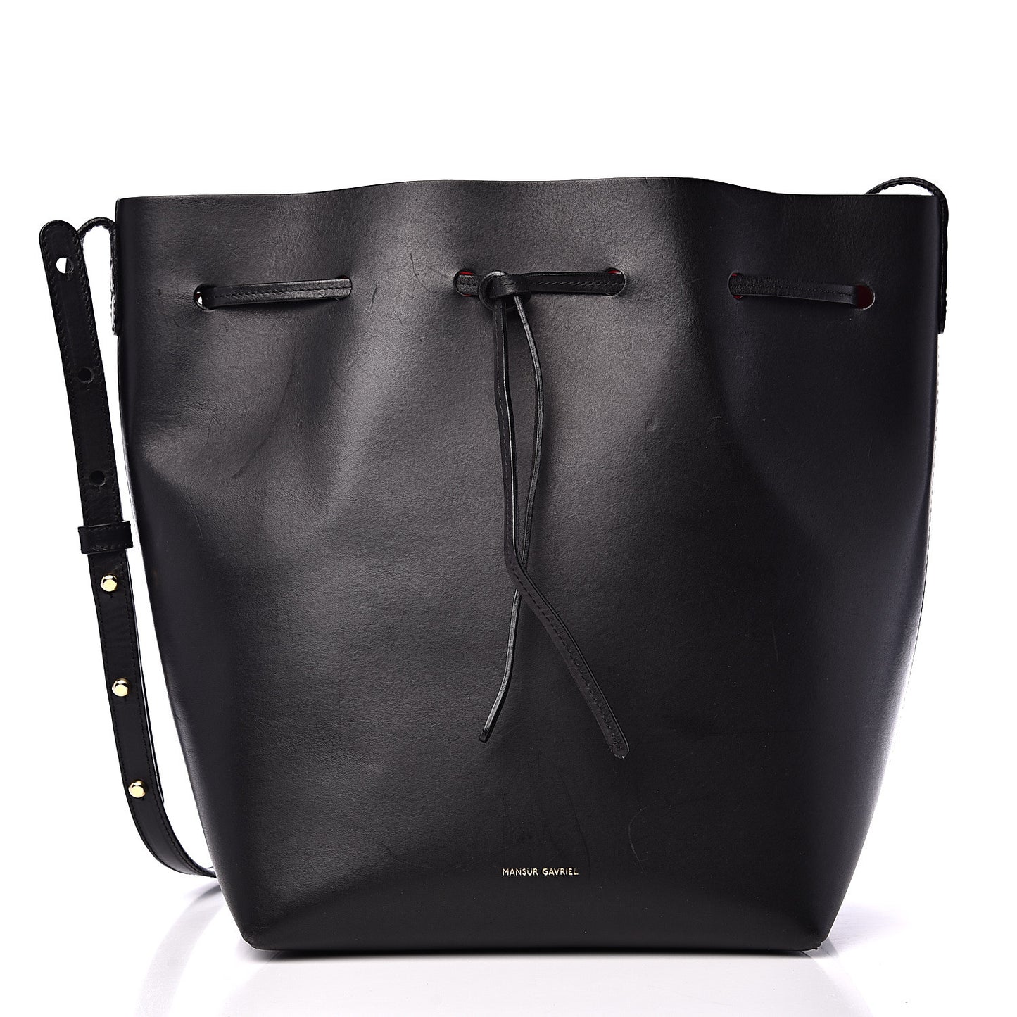 Vegetable Tanned Calfskin Bucket Bag Black Flamma