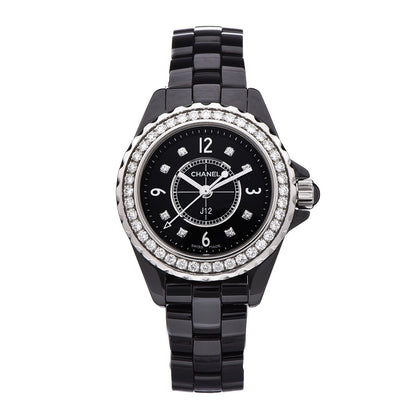 Chanel Stainless Steel Ceramic Diamond Bezel 29mm J12 Quartz Watch Black 1 of 7