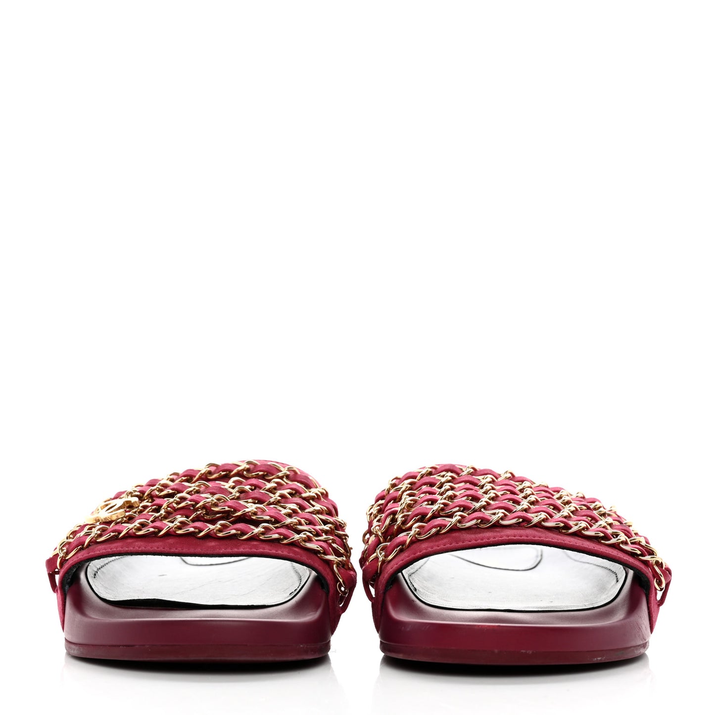 Satin Chain Flat Sandals 36 Dark Fuchsia