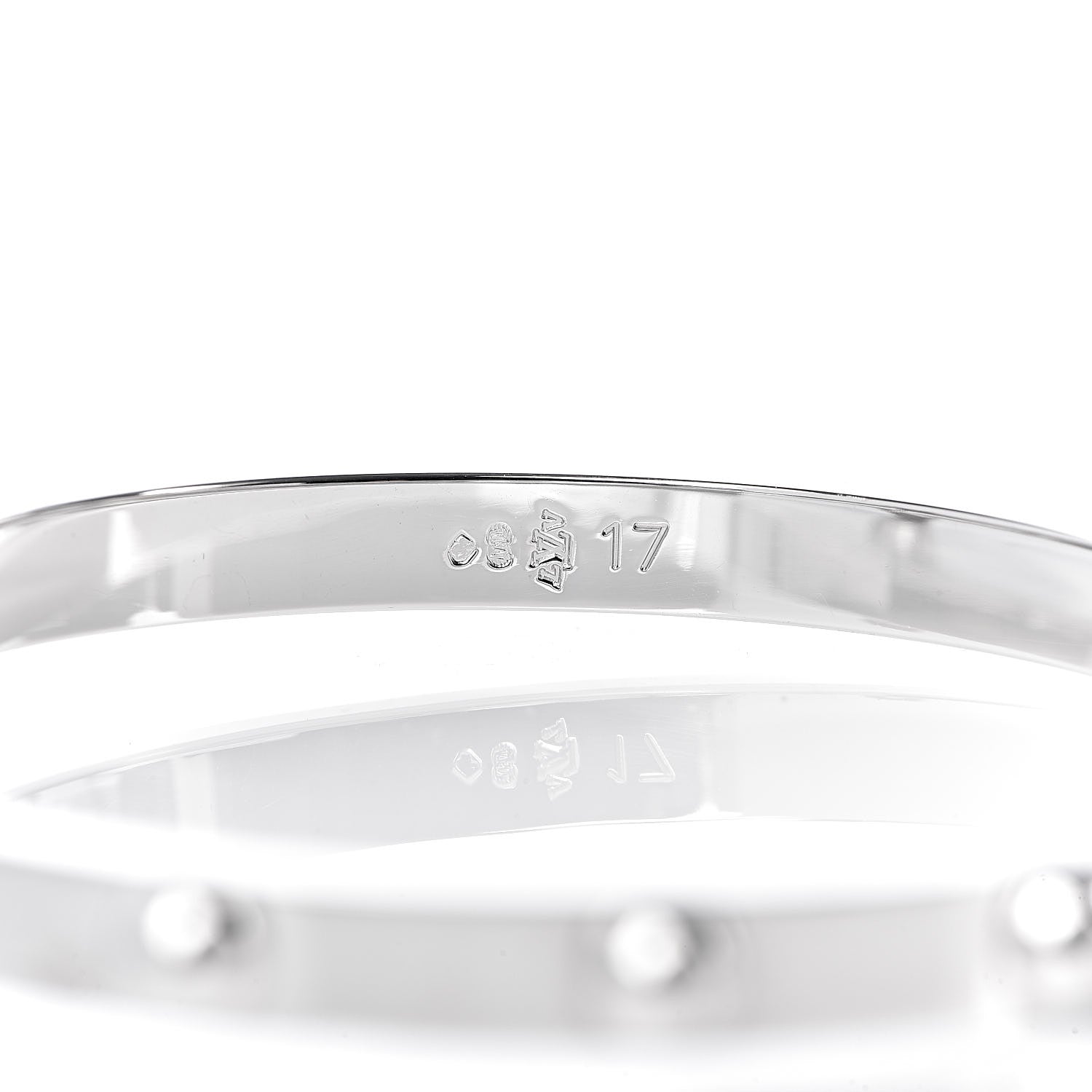 Louis Vuitton 18K White Gold Diamond Clous Bracelet 17 5 of 7