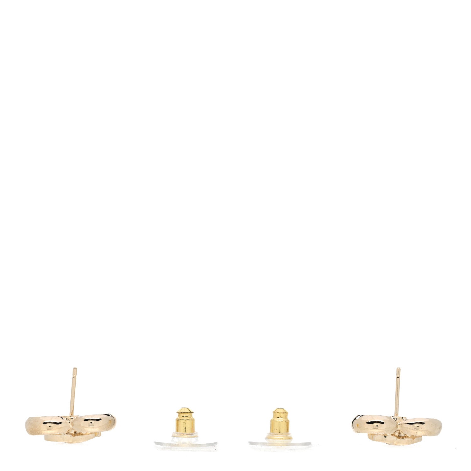 Chanel Metal Crystal CC Logo Heart Earrings Gold 4 of 5