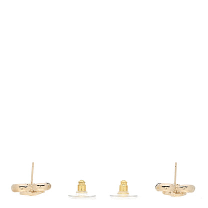 Chanel Metal Crystal CC Logo Heart Earrings Gold 4 of 5