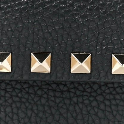 Valentino Garavani Pebbled Calfskin Rockstud Flap Wallet On Chain Black 8 of 11