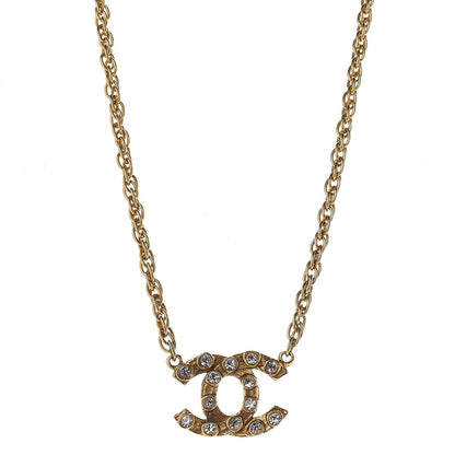 Chanel Crystal Chain CC Necklace Gold 1 of 6
