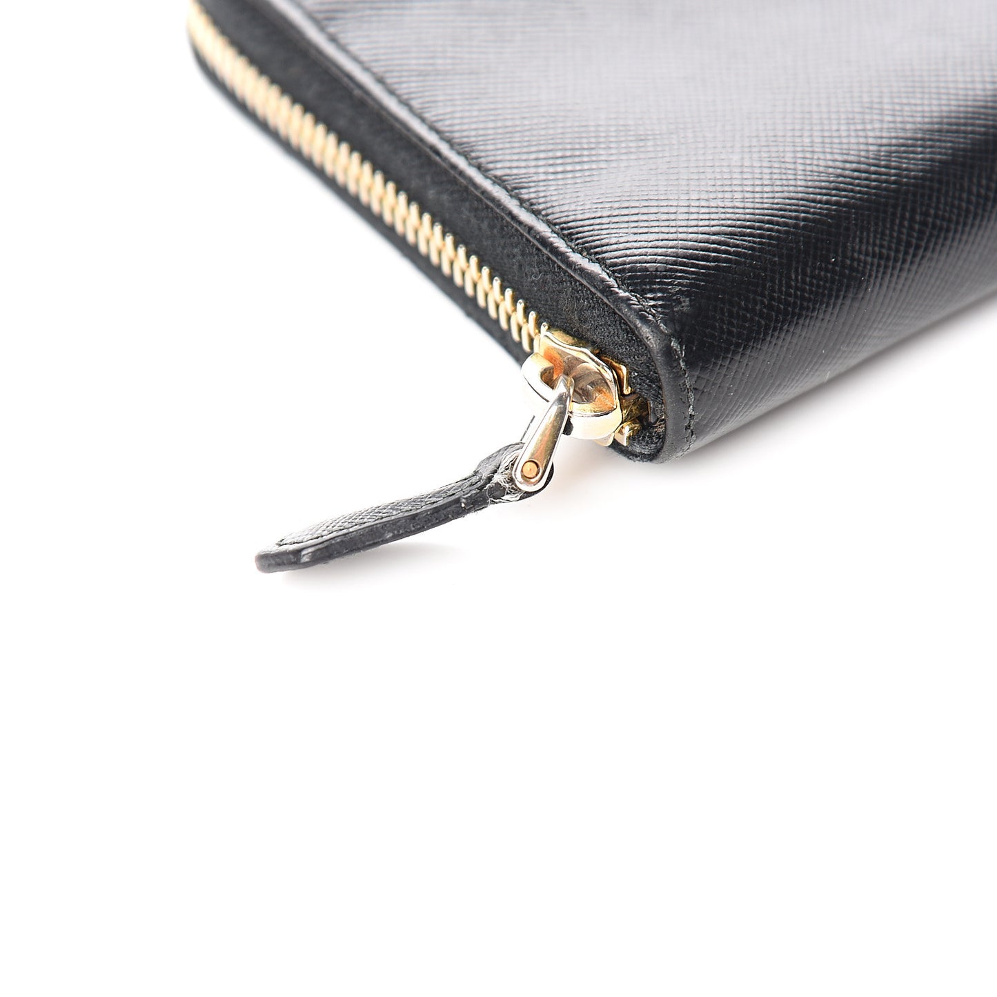 Saffiano Metal Zip Around Wallet Black