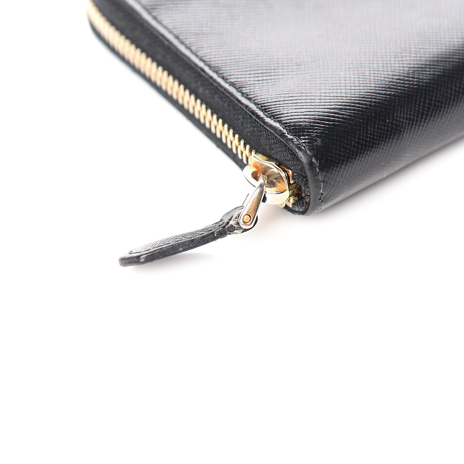 Prada Saffiano Metal Zip Around Wallet Black 7 of 8