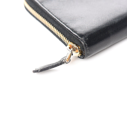 Prada Saffiano Metal Zip Around Wallet Black 7 of 8