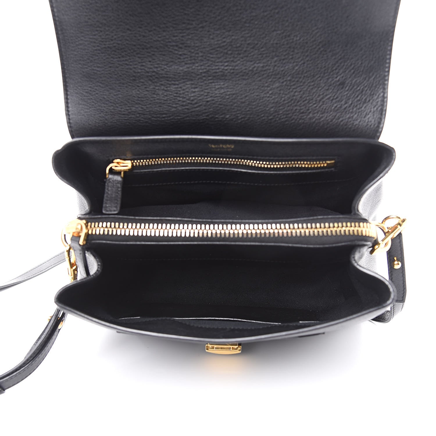 Tom Ford Calfskin Medium Leonica Padlock Satchel Bag Black 5 of 13