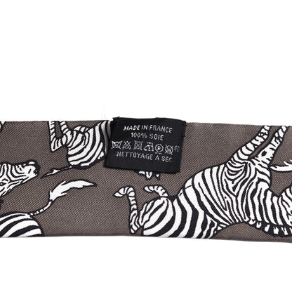 Hermes Silk Les Zebres Twilly Gris Taupe Black White 2 of 7