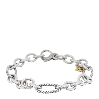 David Yurman Sterling Silver 18K Yellow Gold Elongated Link Chain Bracelet 1 of 3