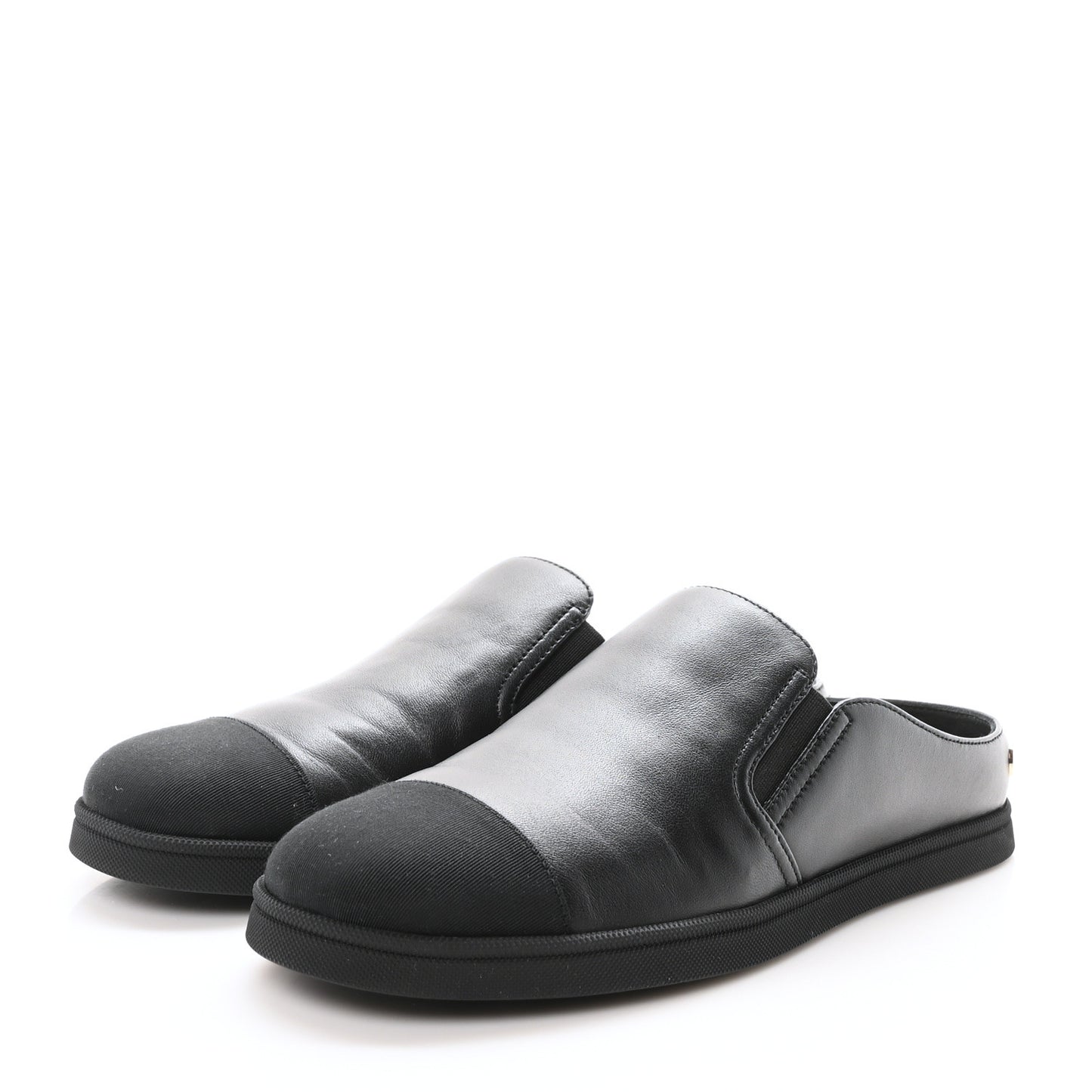 Lambskin Grosgrain Cap Toe Sneaker Mules 36 Black