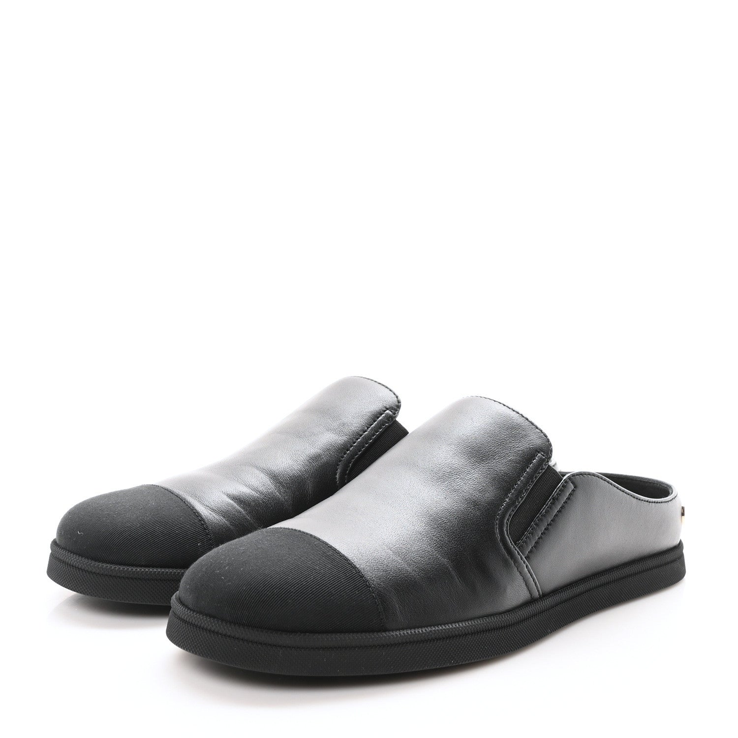 Chanel Lambskin Grosgrain Cap Toe Sneaker Mules 36 Black 4 of 9