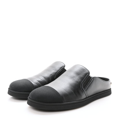 Chanel Lambskin Grosgrain Cap Toe Sneaker Mules 36 Black 4 of 9