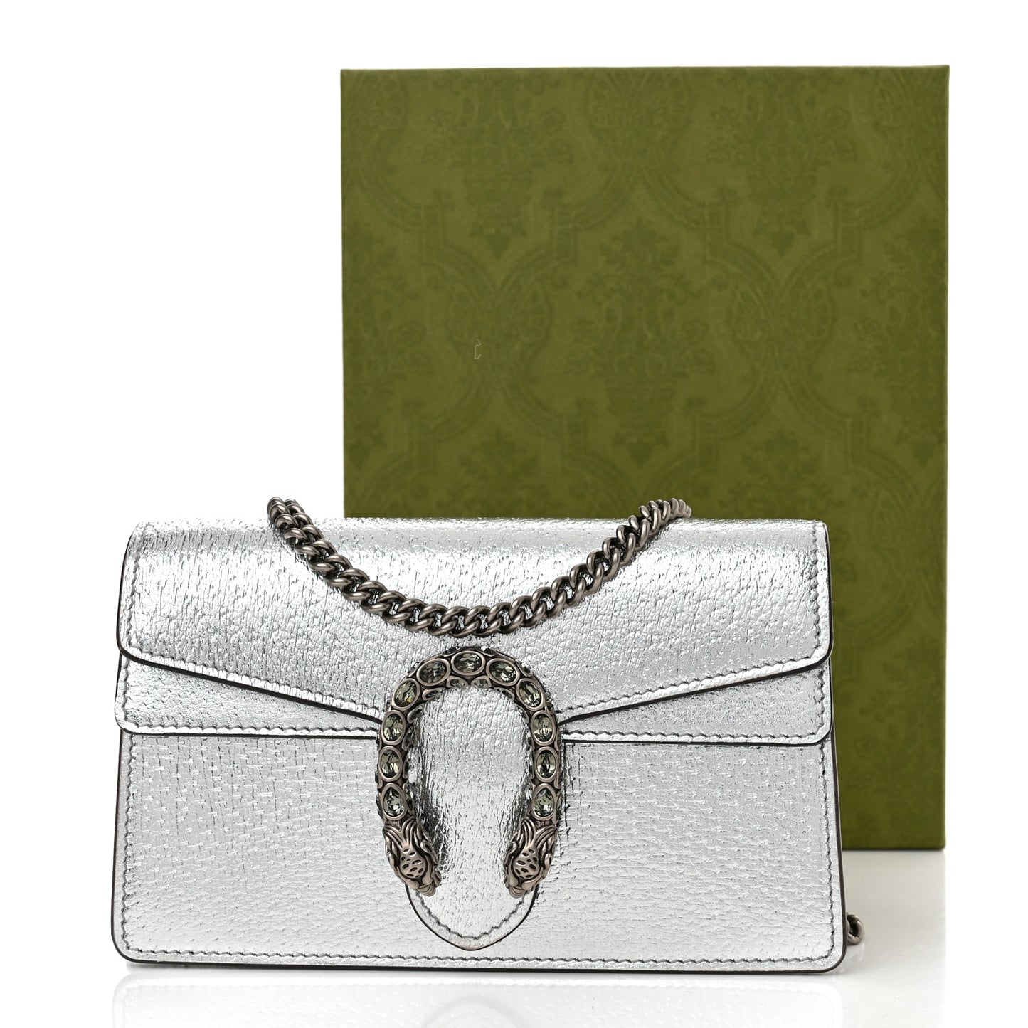 Metallic Calfskin Super Mini Dionysus Shoulder Bag Silver