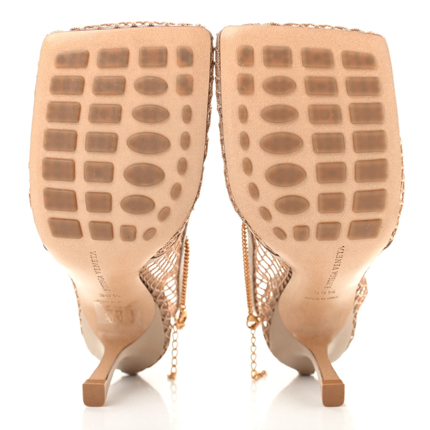 Mesh Calfskin Chain Stretch Pumps 36.5 Beige