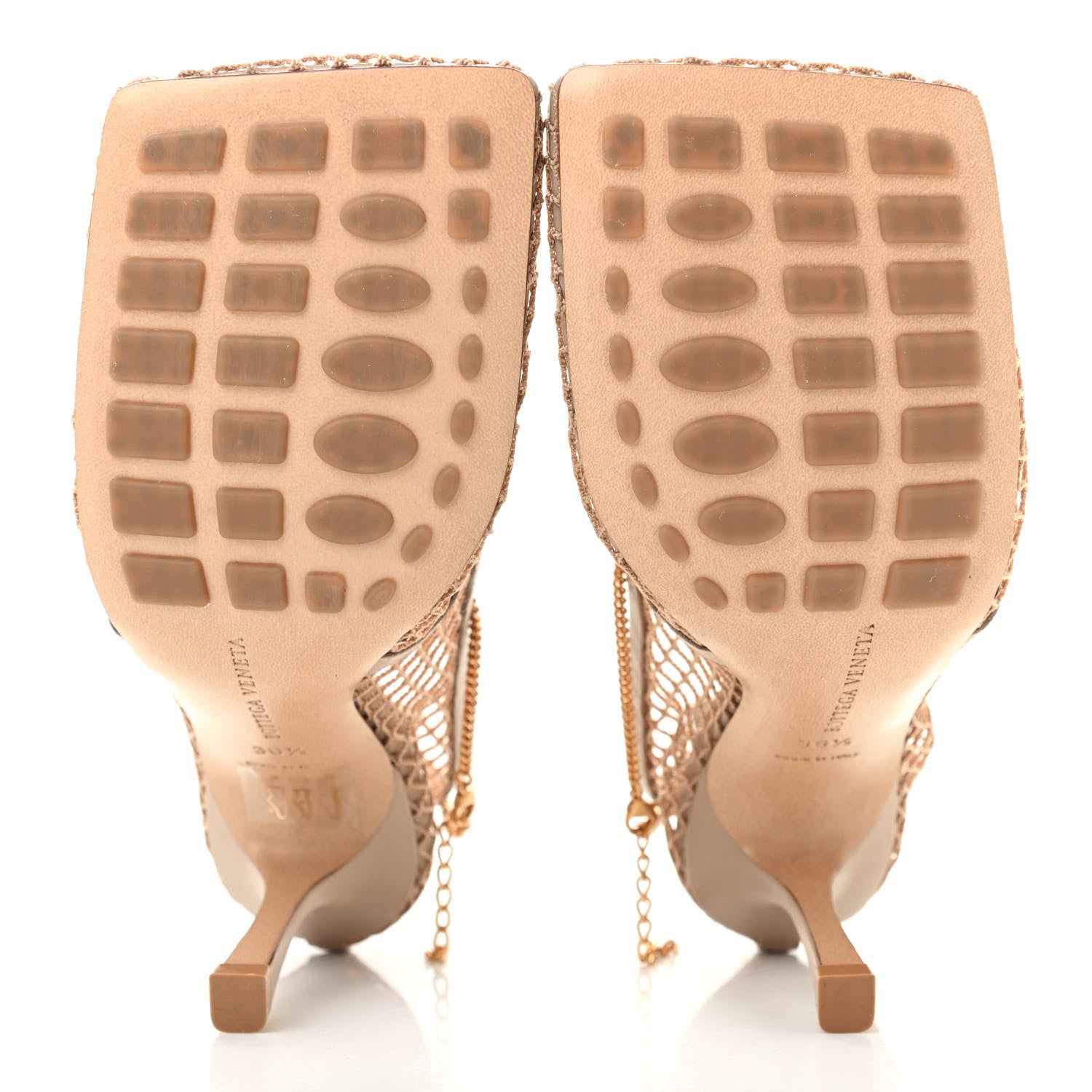 Bottega Veneta Mesh Calfskin Chain Stretch Pumps 36.5 Beige 5 of 8