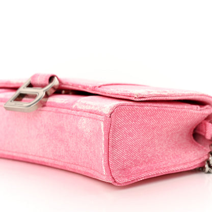 Balenciaga Nappa Denim Printed Hourglass Chain Bag Denim Pink 9 of 10
