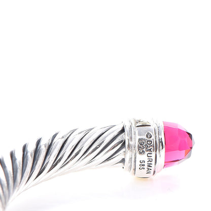 David Yurman Sterling Silver 14K Yellow Gold Pink Tourmaline 7mm Cable Classics Bracelet 5 of 5