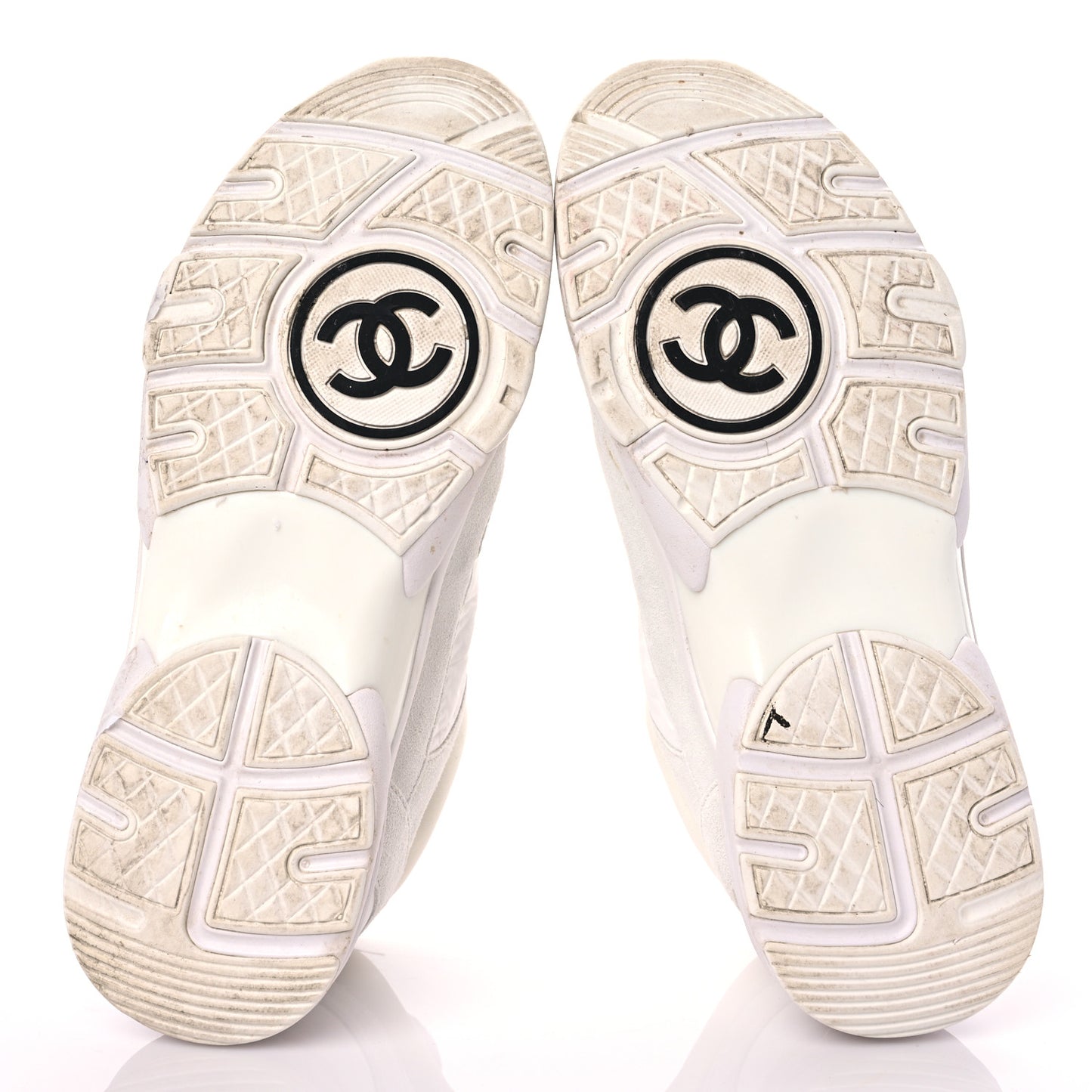 Suede Calfskin Fabric CC Sneakers 39.5 White