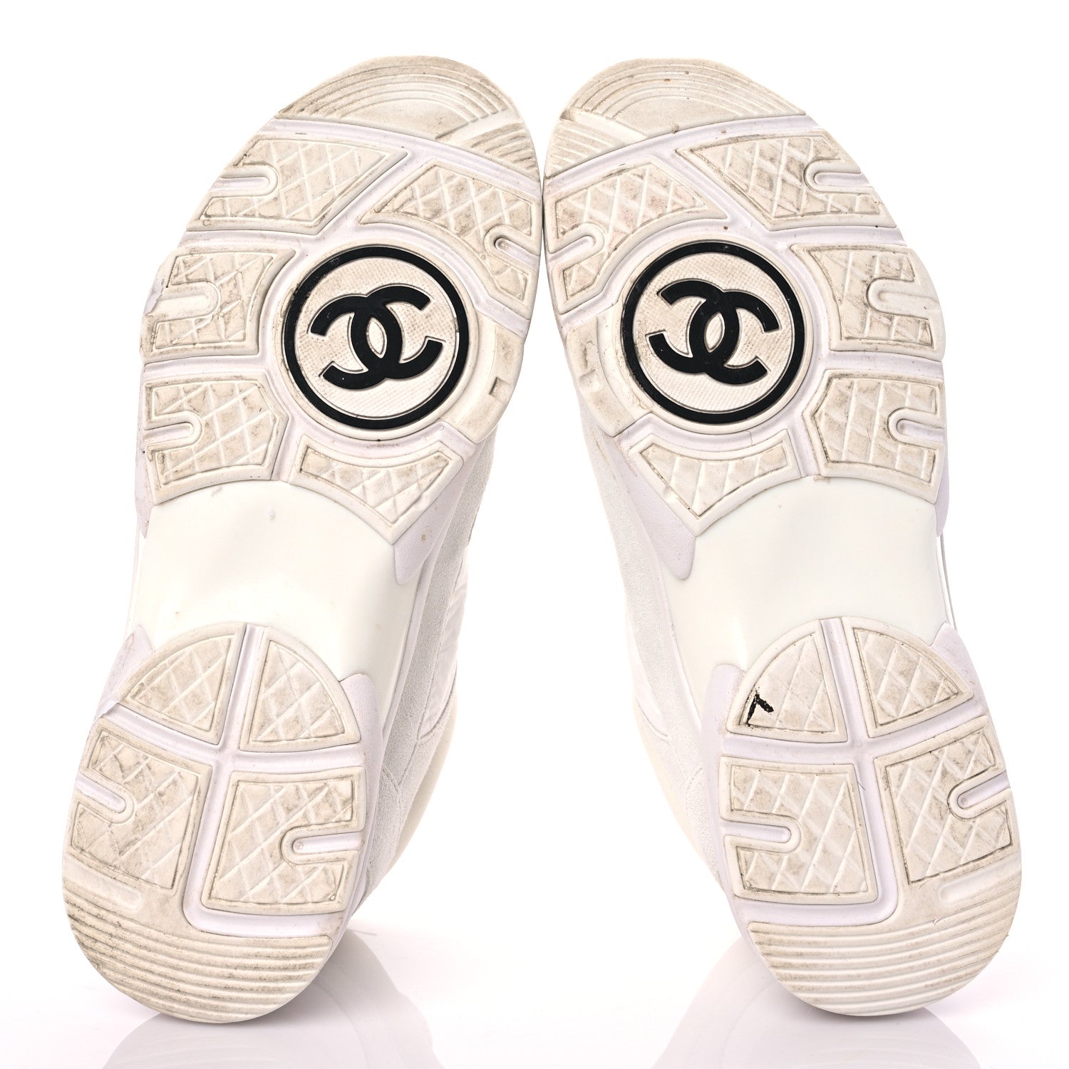 Chanel Suede Calfskin Fabric CC Sneakers 39.5 White 5 of 15