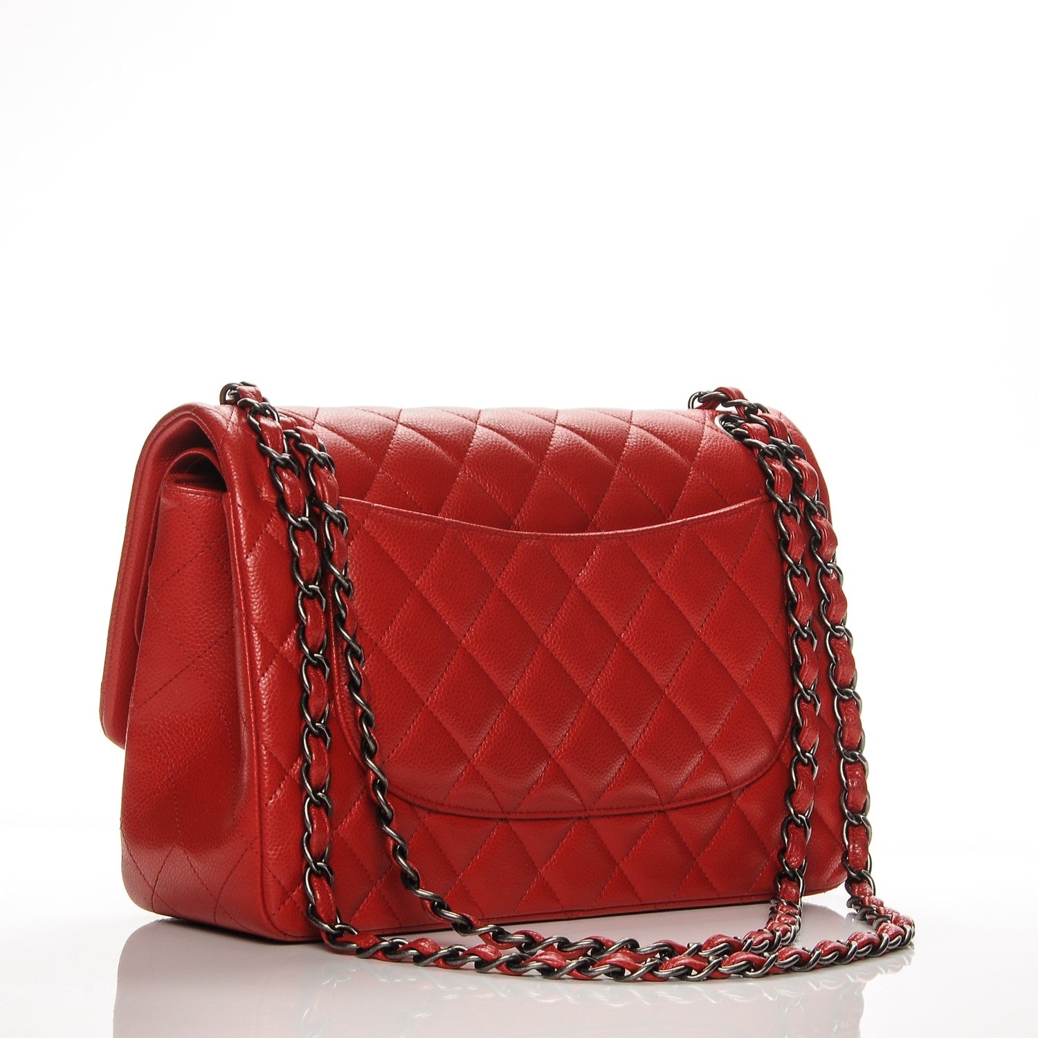 Chanel Caviar Quilted Jumbo Double Flap Red 3 of 10