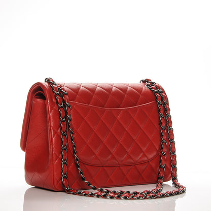 Chanel Caviar Quilted Jumbo Double Flap Red 3 of 10