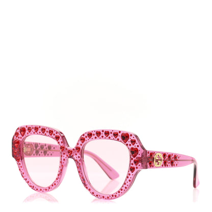 Gucci Crystal Heart Sunglasses GG0308S Red Pink 1 of 9
