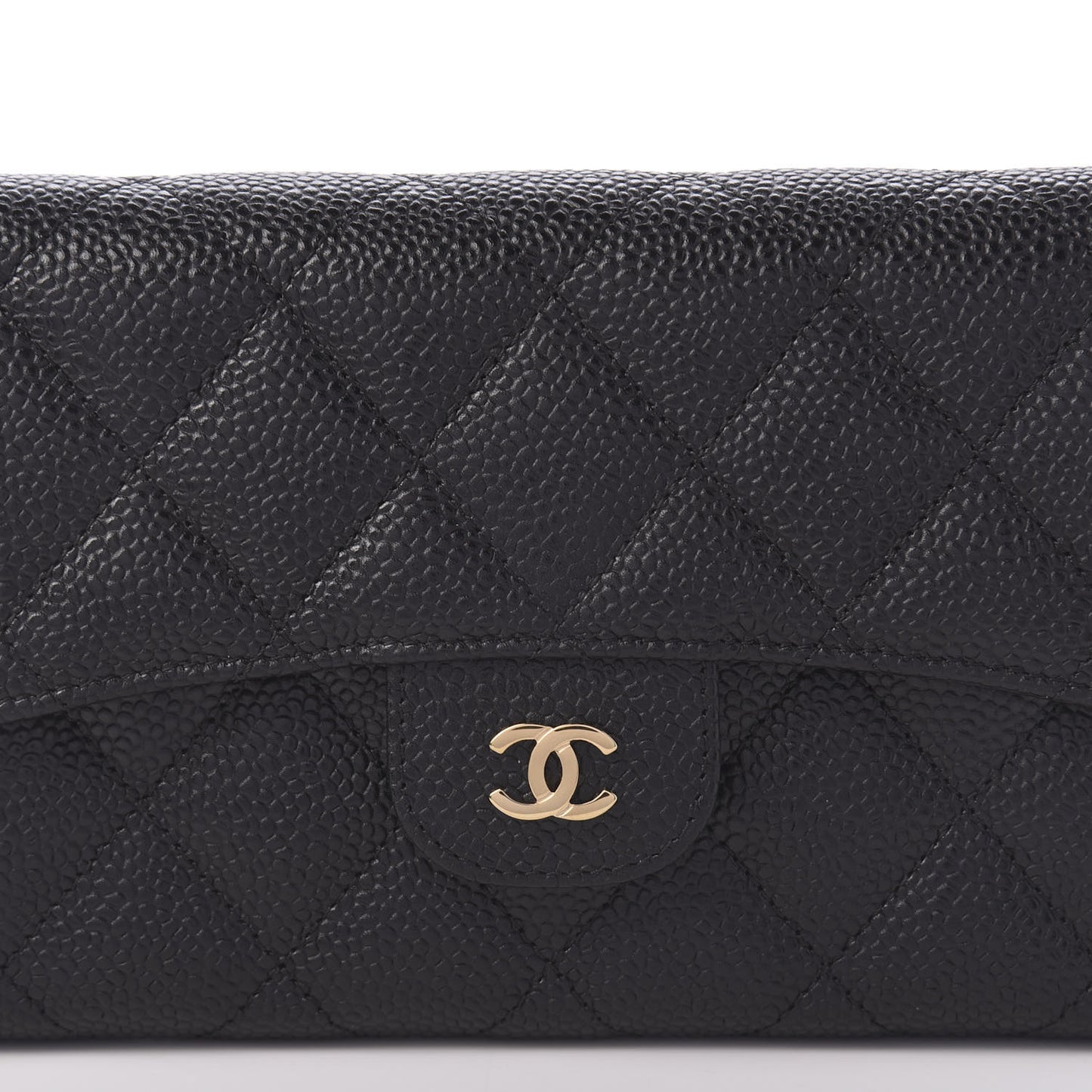 Caviar Quilted Large Flap Wallet Black