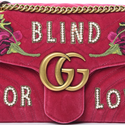 Gucci Velvet Matelasse Blind for Love Embroidered Medium GG Marmont Shoulder Bag Light Raspberry Rose Multicolor 8 of 11