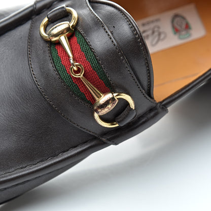 Gucci Calfskin Cirano Lux Web Mens 1953 Horsebit Loafers 42.5 Brown 10 of 12