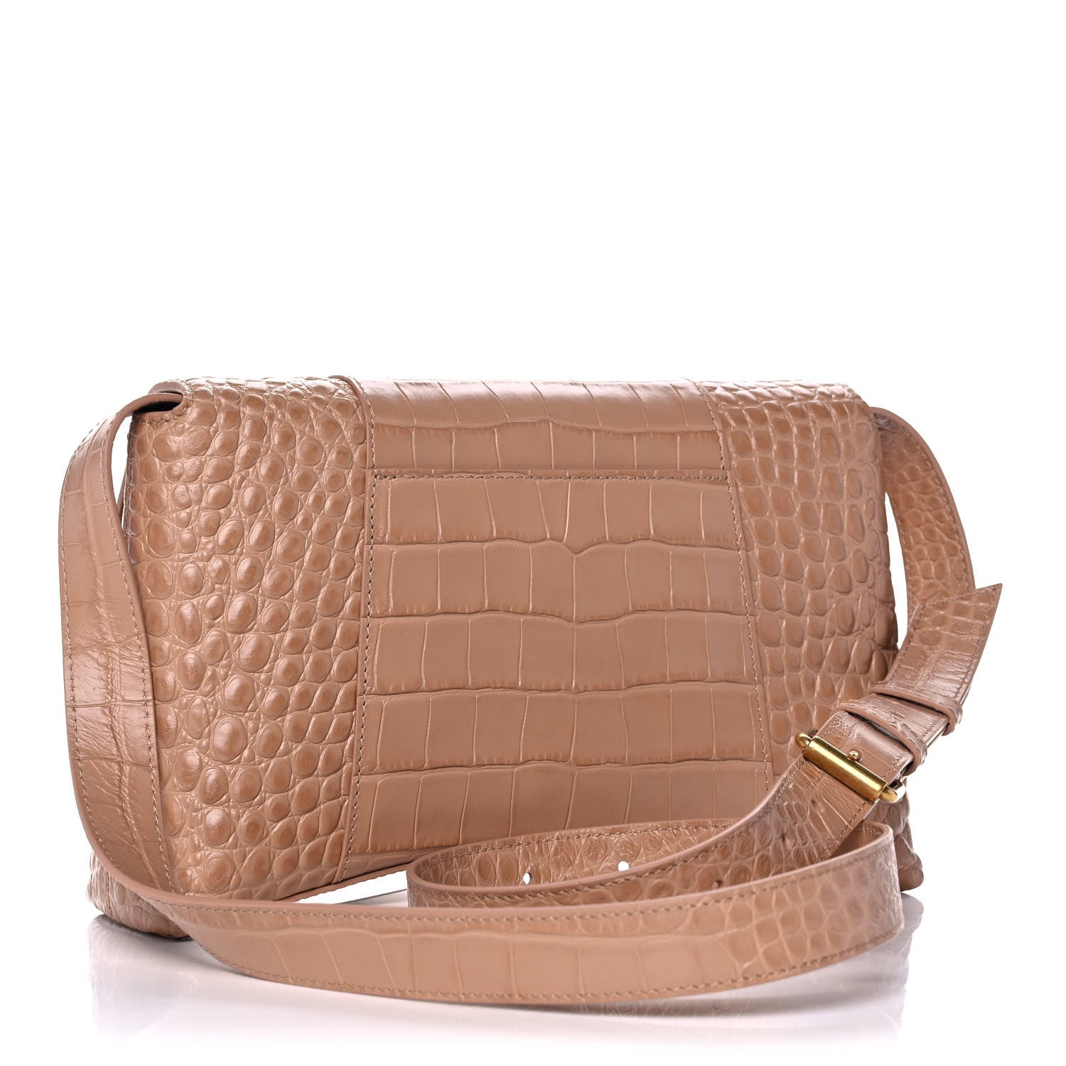 Balenciaga Extra Supple Calfskin Crocodile Embossed XS Downtown Shoulder Bag Nude Beige 3 of 11
