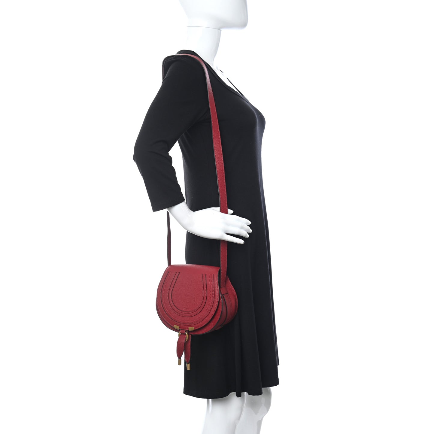 Calfskin Mini Marcie Round Crossbody Bag Red