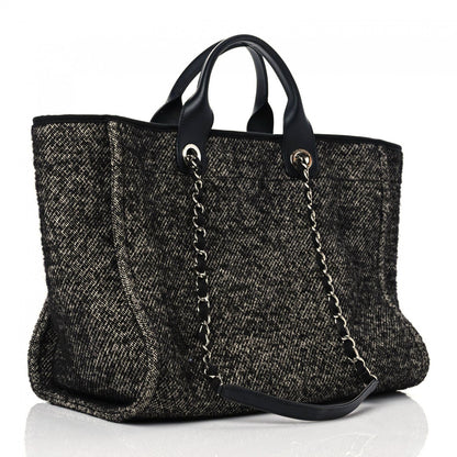 Chanel Mixed Fibers Calfskin Medium Deauville Tote Black 3 of 11