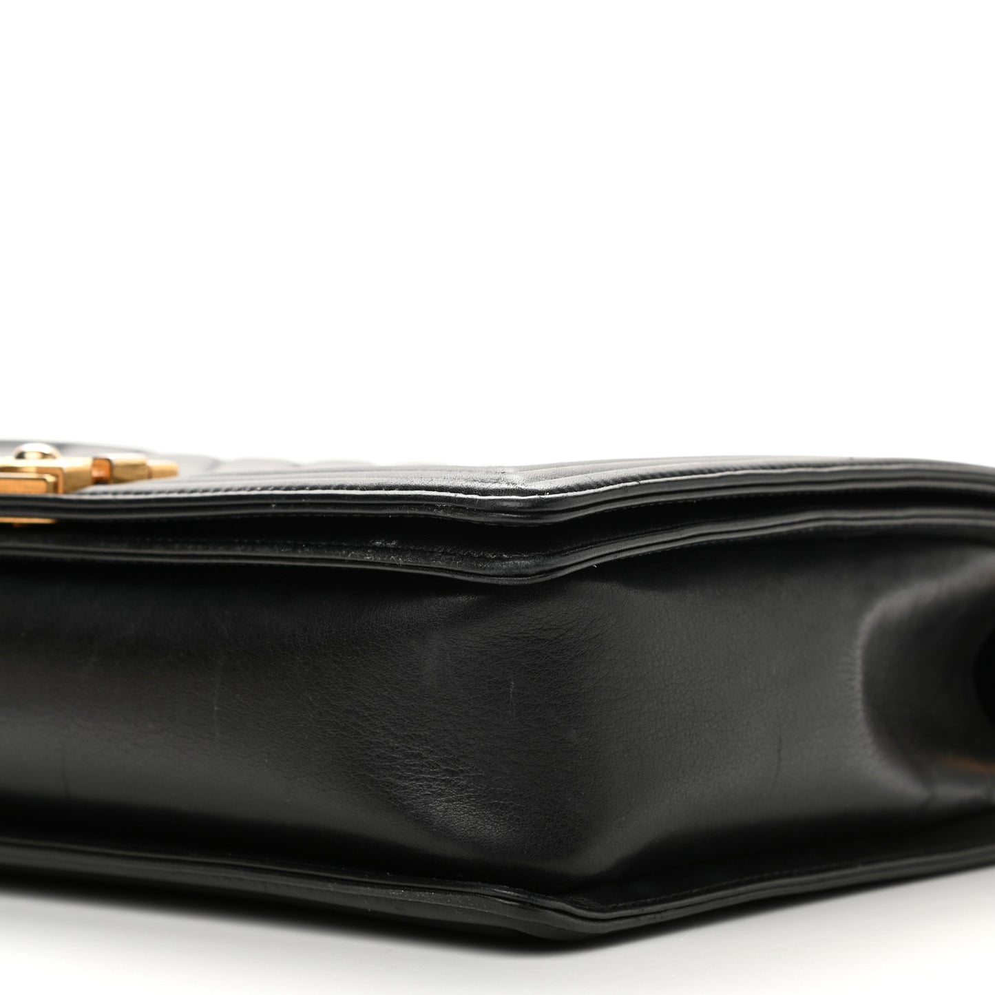 Calfskin Quilted Large Boy Flap Black