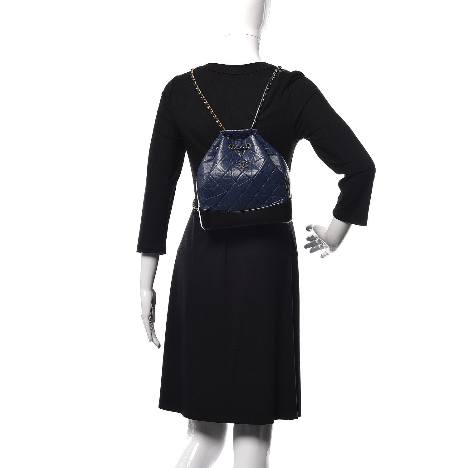 Chanel Aged Calfskin Quilted Small Gabrielle Backpack Blue Black 2 of 9
