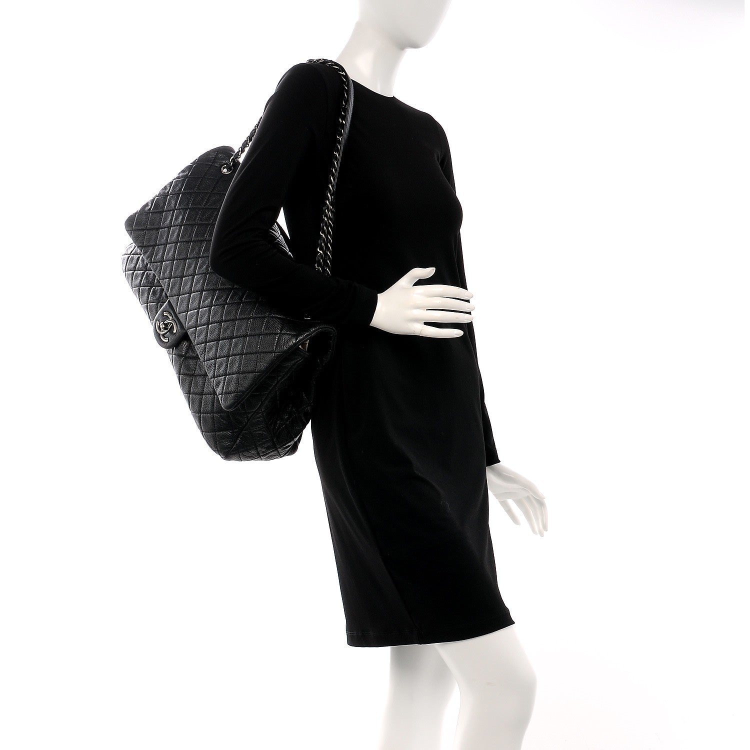 Chanel Calfskin Quilted XXL Travel Flap Bag Black 2 of 9