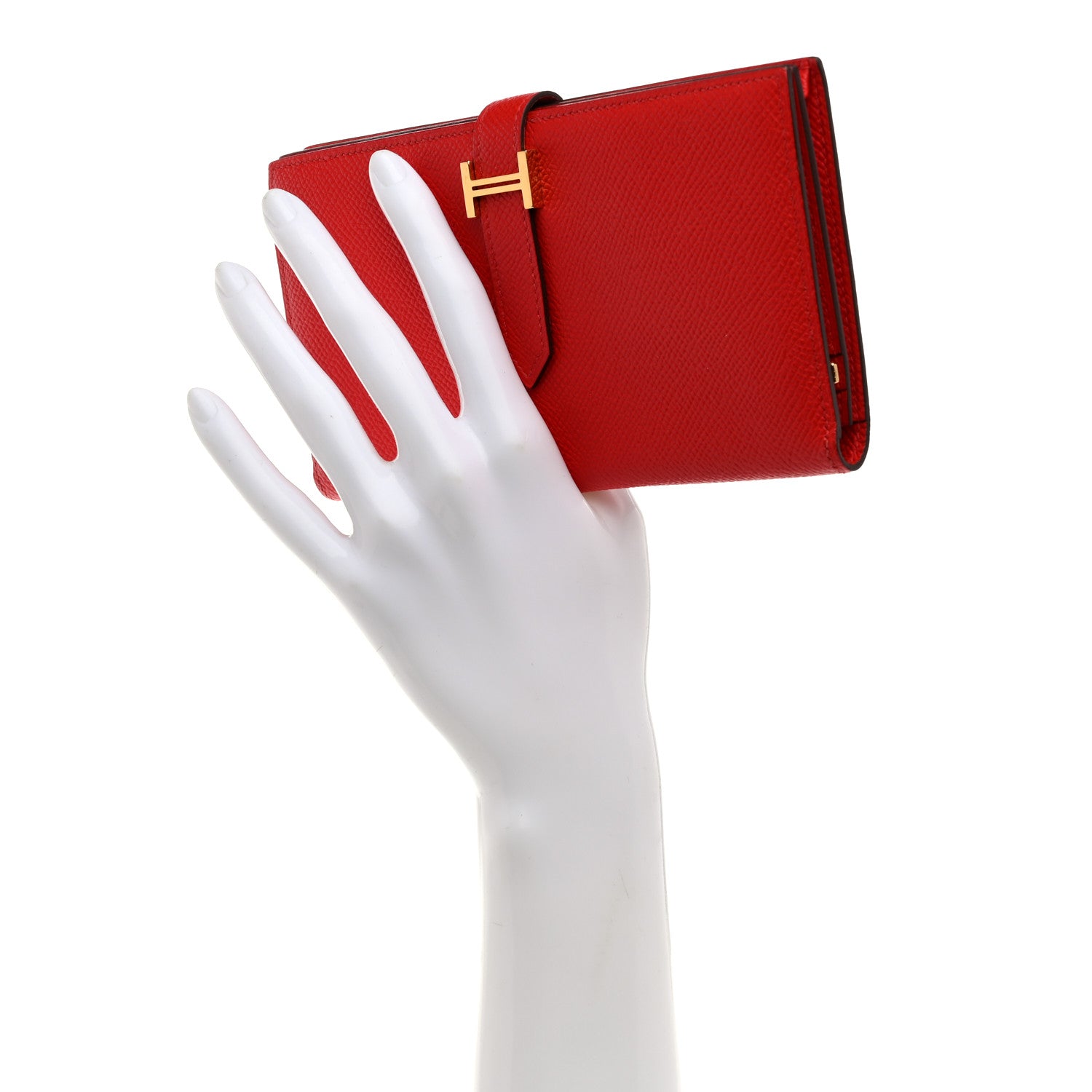 Hermes Epsom Bearn Gusset Wallet Rouge De Couer 2 of 8