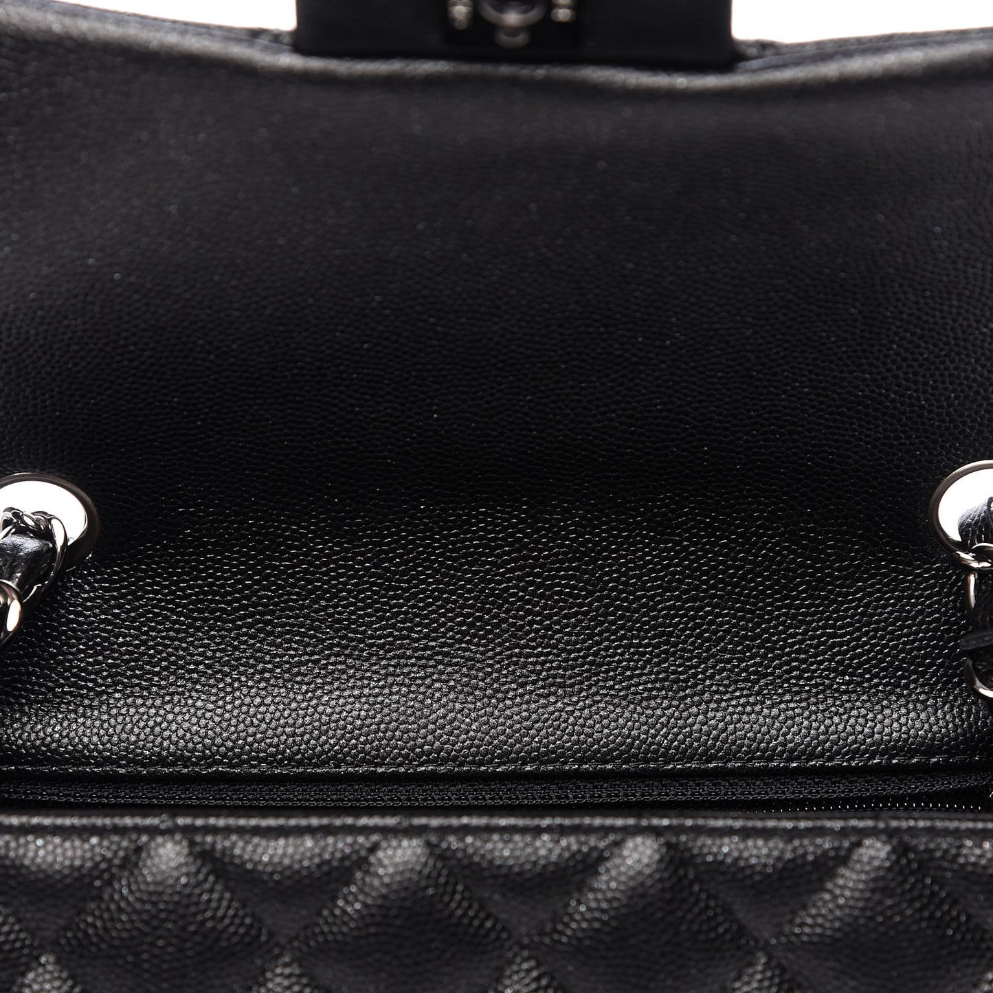 Iridescent Caviar Quilted Mini Rectangular Flap Black