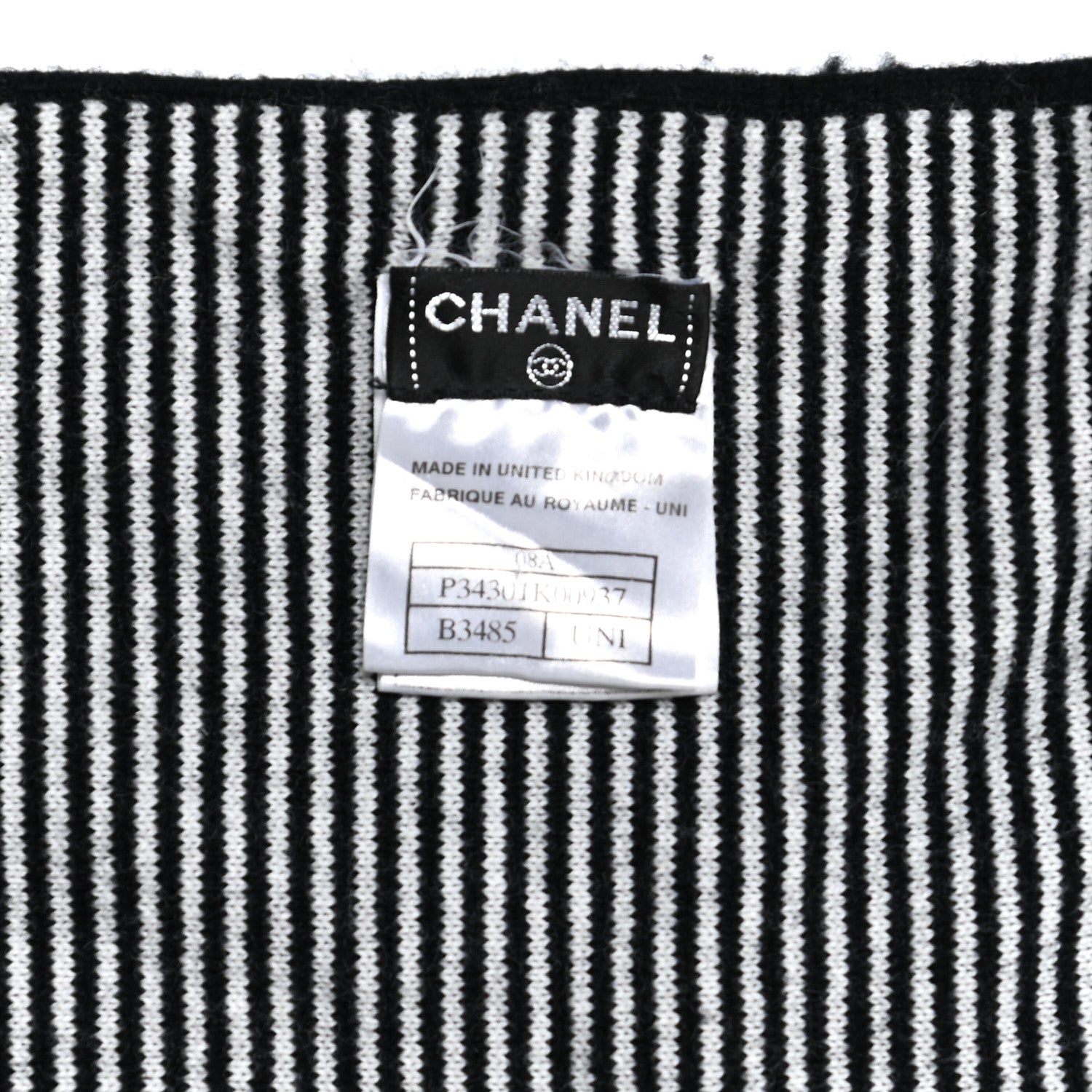Chanel Cashmere Crystal CC Fringe Scarf Black White 6 of 6