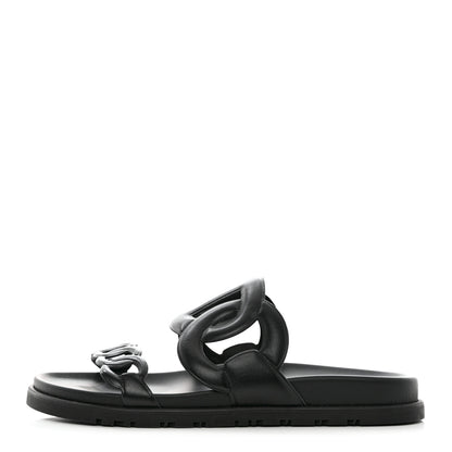 Hermes Nappa Extra Sandals 38.5 Black 1 of 9
