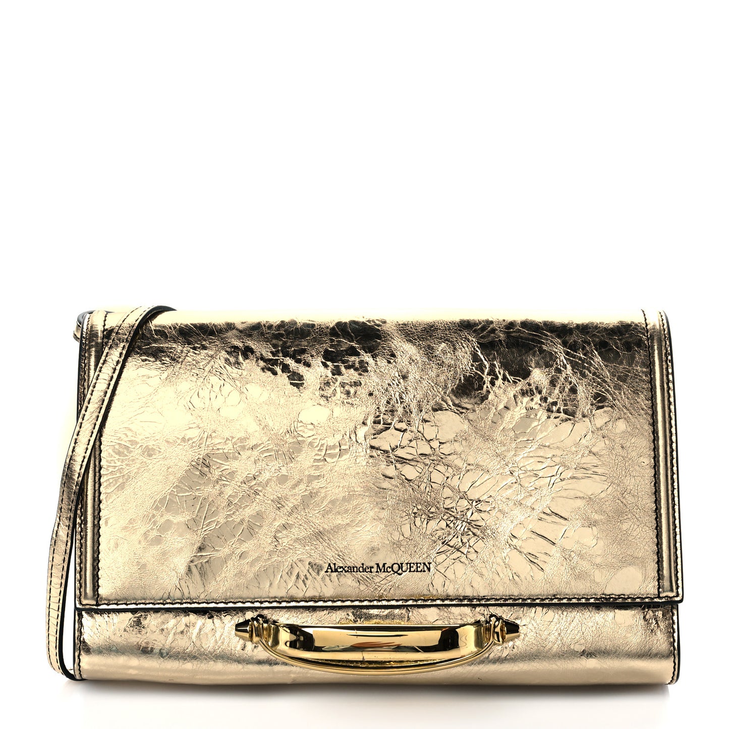 Metallic Crash Calfskin The Story Crossbody Bag Gold