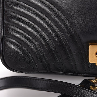 Gucci Calfskin Matelasse Small GG Marmont Shoulder Bag Black 10 of 18