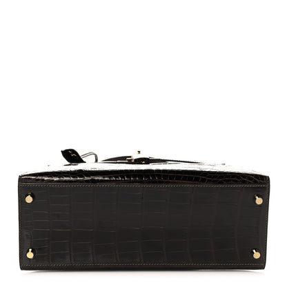 Hermes Shiny Niloticus Crocodile Kelly Sellier 28 Macassar 6 of 38